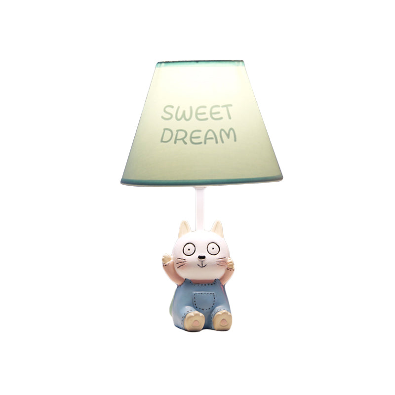 Cat Study Room Reading Lamp Resin 1 Head Cartoon Task Lighting in Red/Blue with Letter/Spots Shade