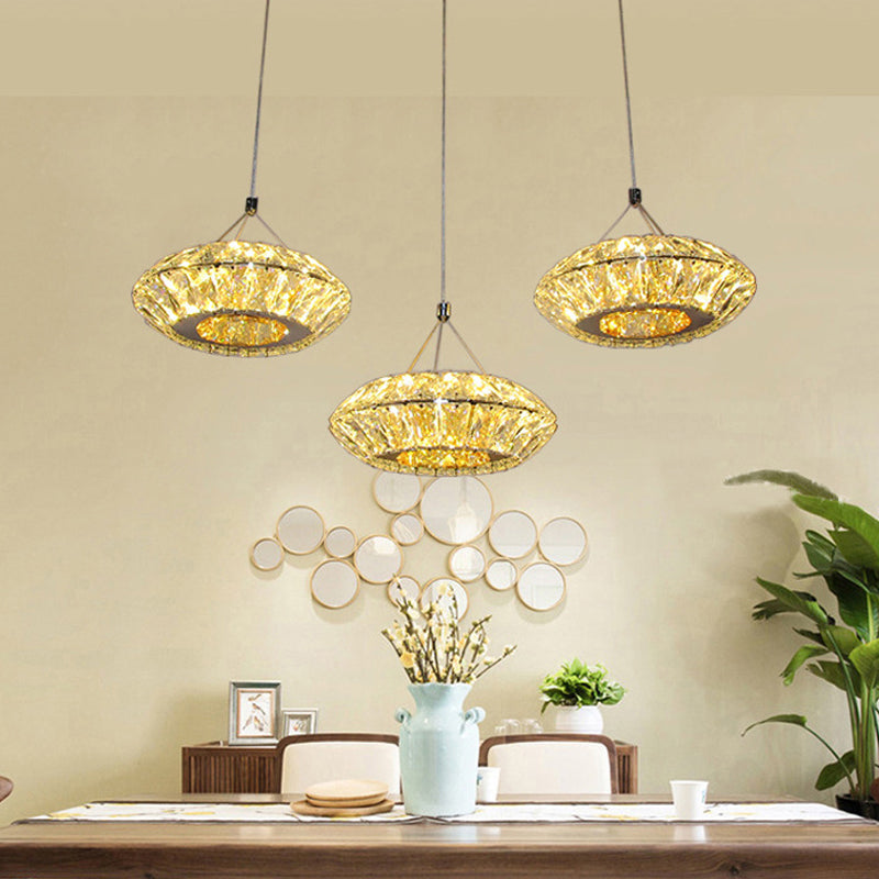 3 koppen multi -light hanger eenvoudige ufo heldere afgeschuinde kristal LED -suspensieverlichting