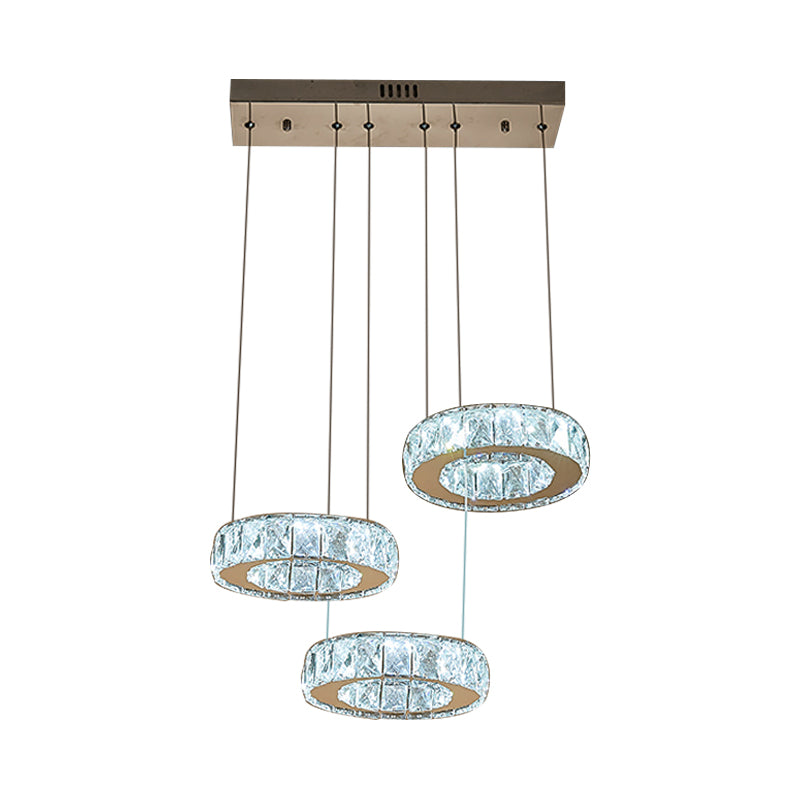 3/5-Bulb Clear Crystal Multiple Lampe Anhänger Moderner Bronze-Ring-Esszimmer LED Hängende Deckenleuchte
