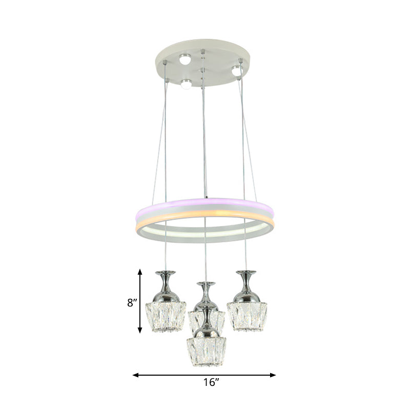 Cluster LED Custant Simple soggiorno Design a cerchio Lampada a soffitto con vetro da vino Ombra cristallina sfaccettata