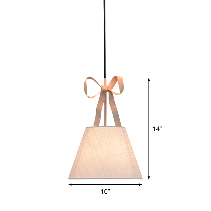 1 Head Bedroom Hanging Lamp Kit Modern Pink Pendant Light Whit Cone Fabric Shade