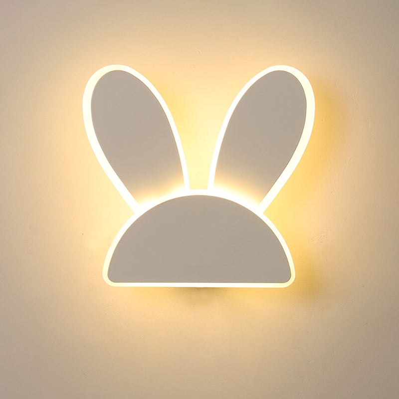 Rabbit Wall Sconce Light Fixture Kids Iron Black/White LED Wall Mounted Lighting for Living Room
