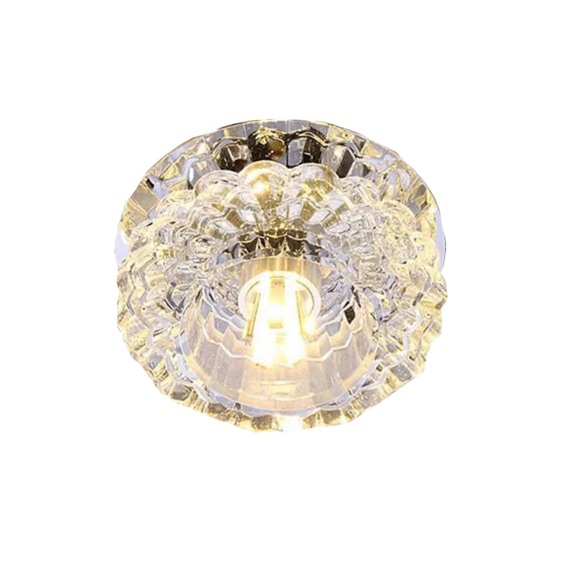 Clear Crystal Flush Mount Lighting Fixture Flower LED Contemporary Ceiling Lamp for Corridor