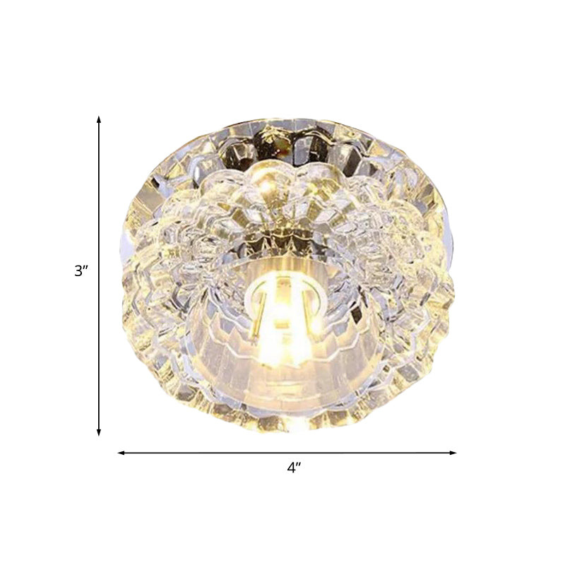 Clear Crystal Flush Mount Lighting Fixture Flower LED Contemporary Ceiling Lamp for Corridor