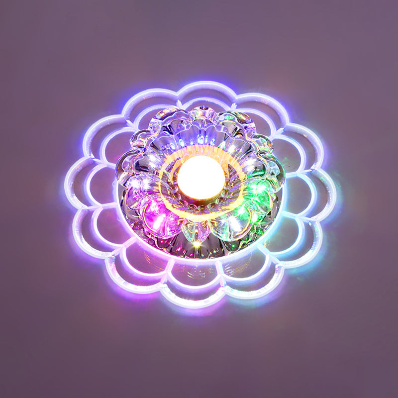 Bouquet clair Blossom Flush Mount Light Fixture Modernisme Porch Ceiling Flush with Ruffle Edge, Warm / Multi Color Light