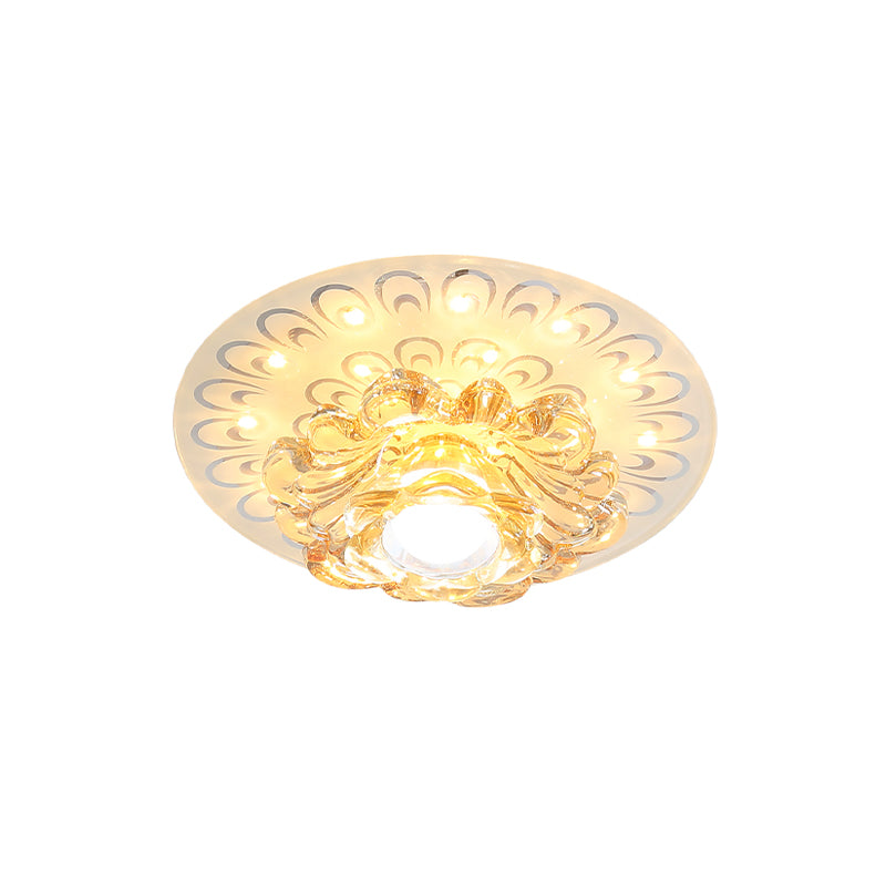 LED pétale encastré lumière Peacock tail Pattern moderne CLAIR CRISTAL luminaire