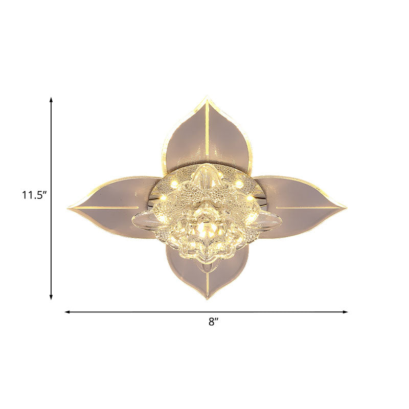 Blume Clear Crystal Flush Mount Beleuchtung Einfache LED Flur Deckenleuchte mit Blatt Rand, Warm/Weiß/Multi Farbe Licht