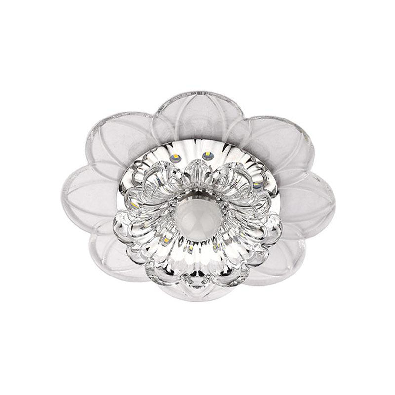 Moderne LED-Blumen-Unterputzleuchte mit klarem Kristall-Deckeneinbau in warmem/weißem/mehrfarbigem Licht