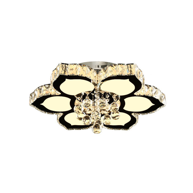 Chrome 18"/26" W LED Flushmount Ceiling Lamp Modernism Crystal Orb Bloom Lighting Fixture for Bedroom