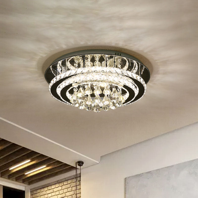 LED Teardrop Flush Mount Spotlight Minimal Chrome Finish Faceted Crystal Ceiling Light