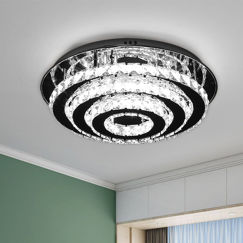 Tiered Ring Crystal Flush Mount Light Fixture Simple Style LED Bedroom Ceiling Flush in Chrome