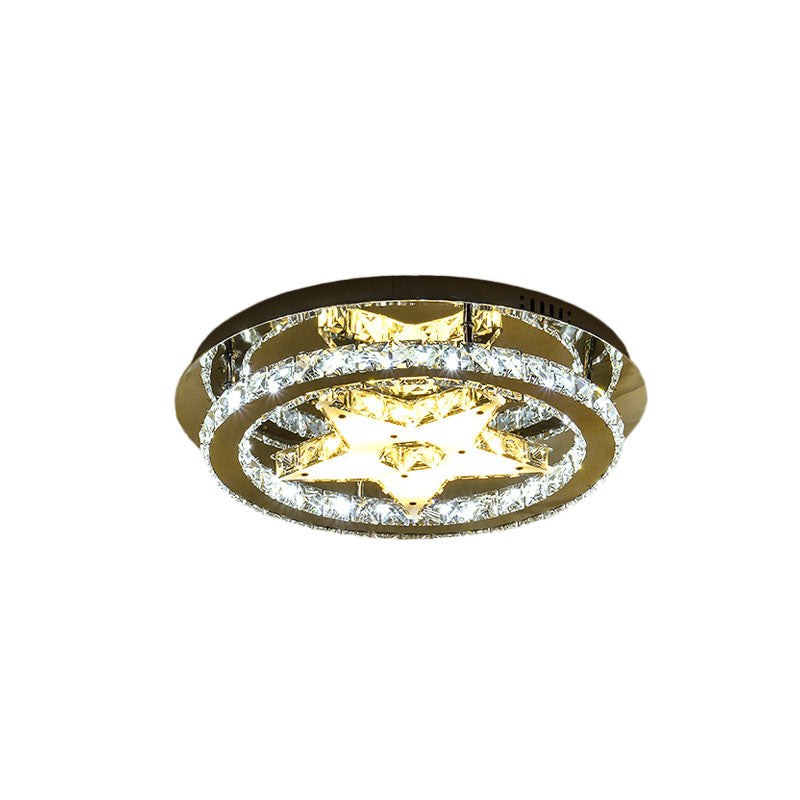 Lampada da soffitto a LED Lampada da incasso in cristallo minimalista sfaccettato a forma di stella in cromo con design a cerchio