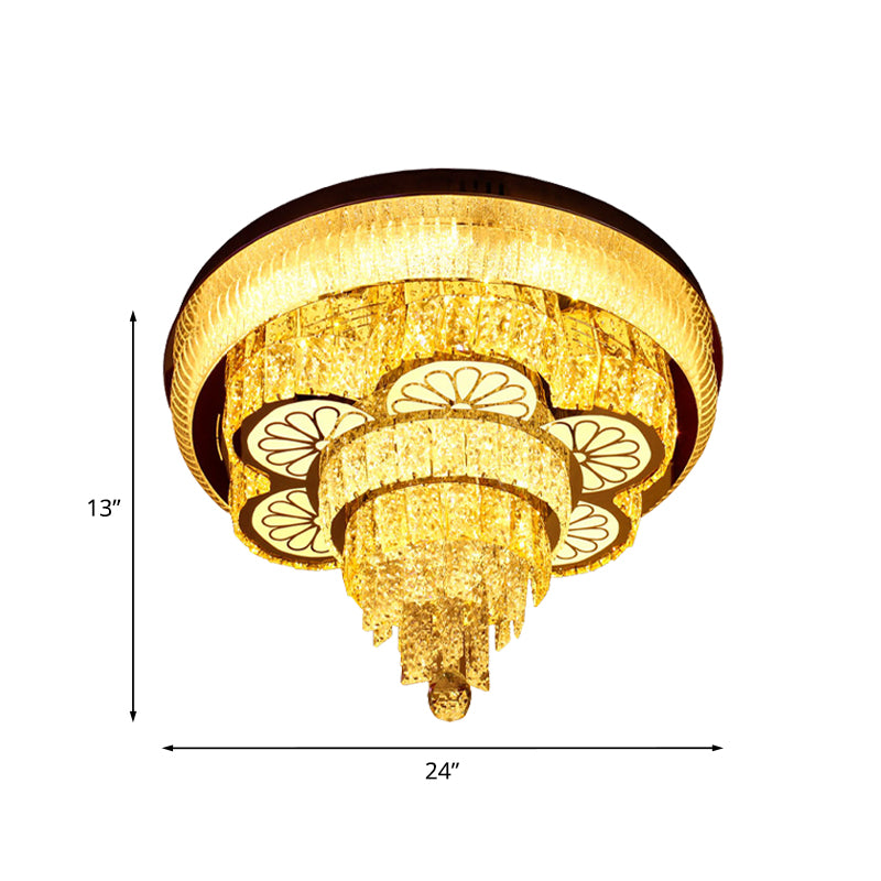 Minimale Blume Flush Leuchte LED abgeschrägte Kristall Deckenleuchte in Gold mit abgestuftem Design