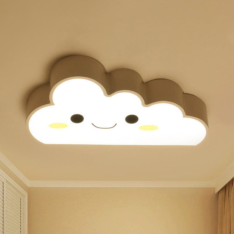 Nursery LED Ceiling Light Fixture Cartoon White Flush Mount with Cloud Acrylic Shade