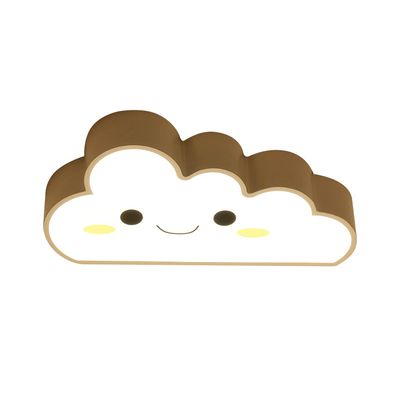 Nursery LED Ceiling Light Fixture Cartoon White Flush Mount with Cloud Acrylic Shade