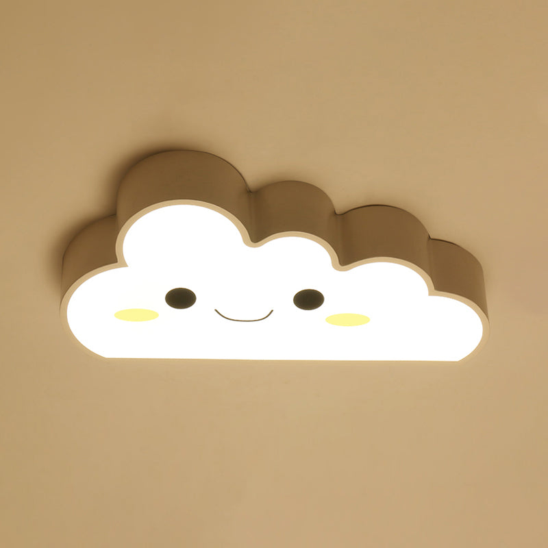 Nursery LED Ceiling Light Fixture Cartoon White Flush Mount with Cloud Acrylic Shade