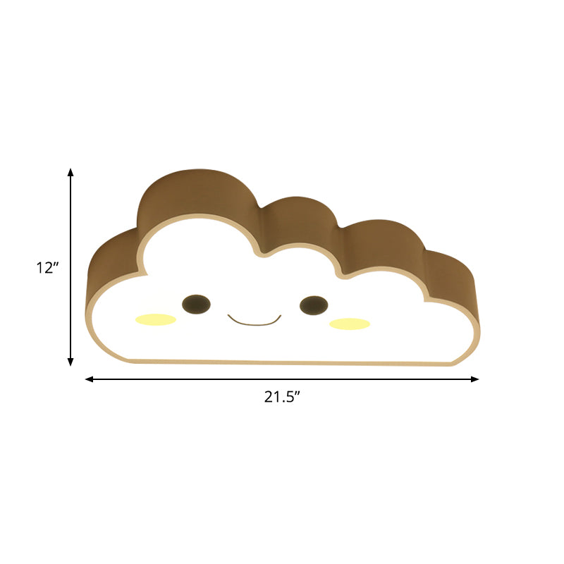 Nursery LED Ceiling Light Fixture Cartoon White Flush Mount with Cloud Acrylic Shade