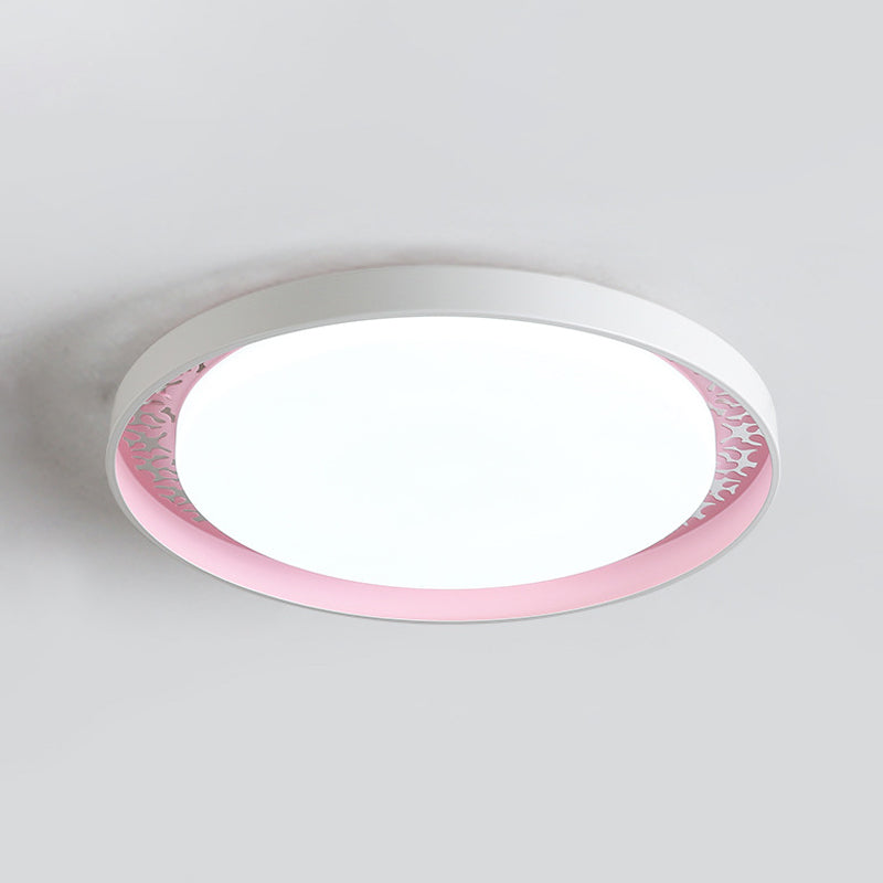 Minimalistische Scheibe Dünne Decke Flush Acryl Kinder Schlafzimmer LED Flush Mount Einbaubeleuchtung in Weiß/Grün/Rosa