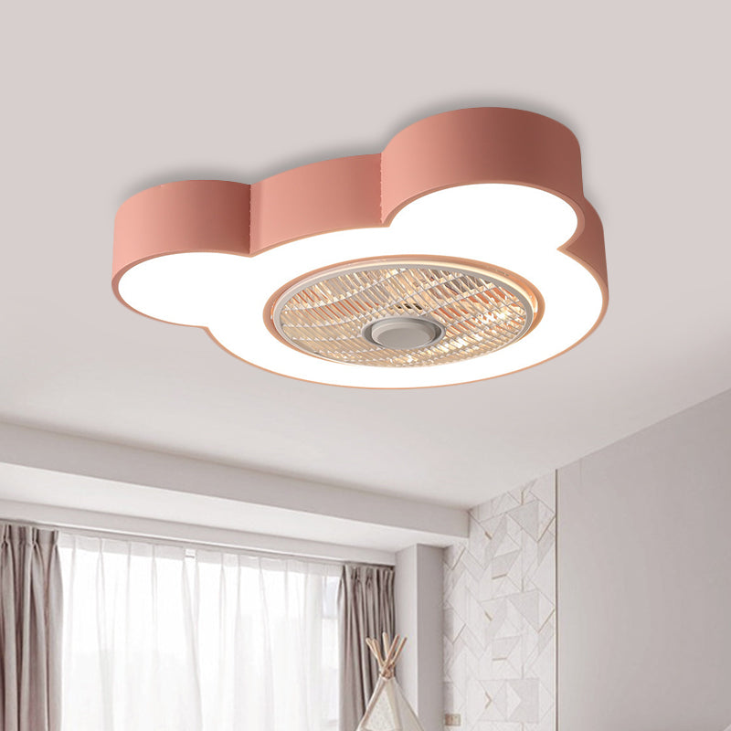 Cartoon Bear / Rabbit / Penguin Fan Lampy Acrylic Kids Room 23 "LED de large près du plafond Light en rose / gris
