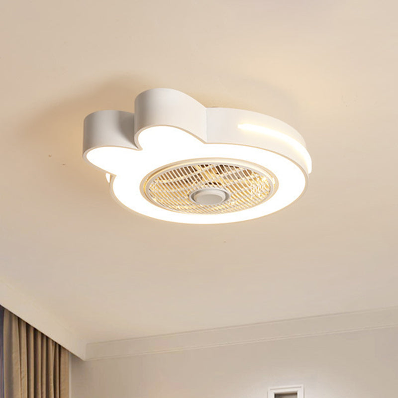 Cartoon Bear / Rabbit / Penguin Fan Lampy Acrylic Kids Room 23 "LED de large près du plafond Light en rose / gris