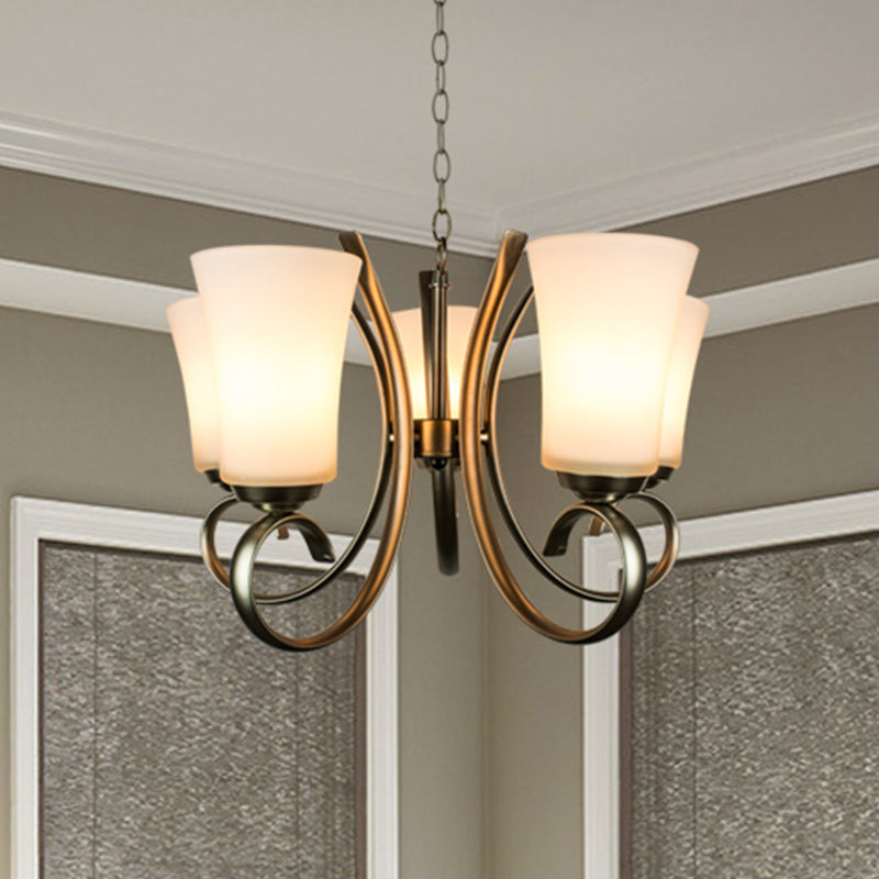 3 luci curva lampada sospesa in ottone vintage lampadario in vetro smerigliato per il ristorante