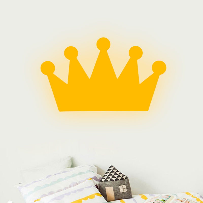 Kroon Kinderen Slaapkamer Wandlamp Licht Fixture Houten Cartoon LED Surface Wall Sconce in geel/roze