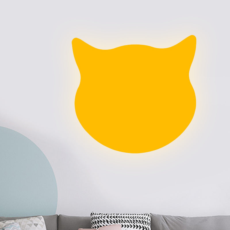 Cat Head Mini Wall Light Cartoon Cartoon Asilo in legno LED SCONCE MONTO A MONTRO IN ROSA/BLU/GIALLO