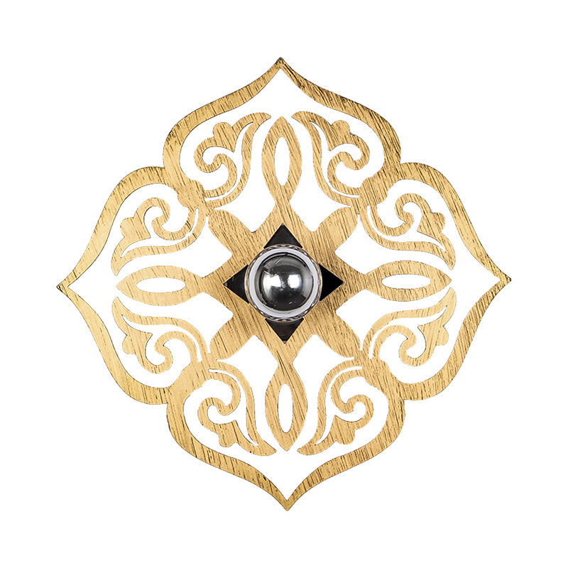 Callo di carta Flower Wood Wall Light Nordic 1 Testa BEIGE SCONCE LAMPO per corridoio