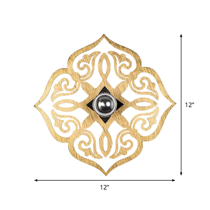 Callo di carta Flower Wood Wall Light Nordic 1 Testa BEIGE SCONCE LAMPO per corridoio