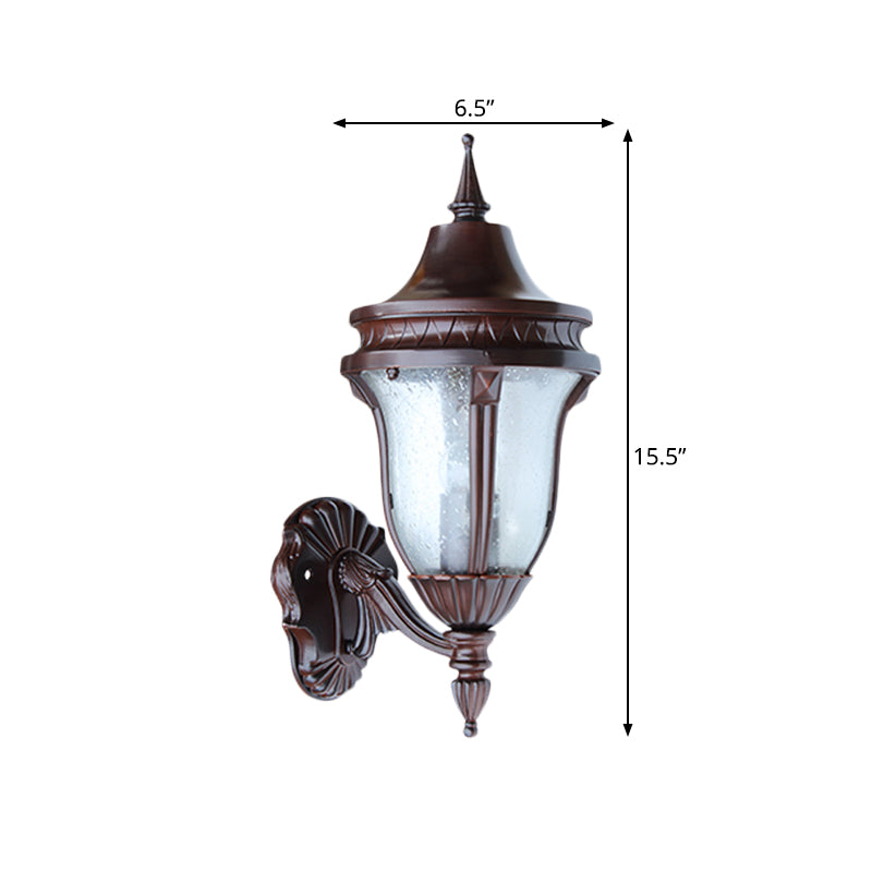 1 Bulb Clear Seedy Glass Wall Lamp Retro Rust Urn Shade Outdoor Wall Lighting Ideas