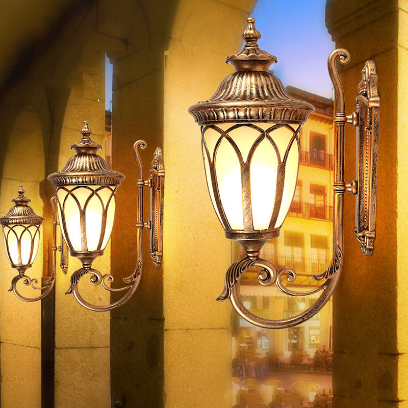 Aluminium Black / Bronze Wall Mount LAMPE CURVE CURVE 1 BULB LODGE STYLE ÉCLAINE D'ACCONCE AVEC DE VERRE GRATITE