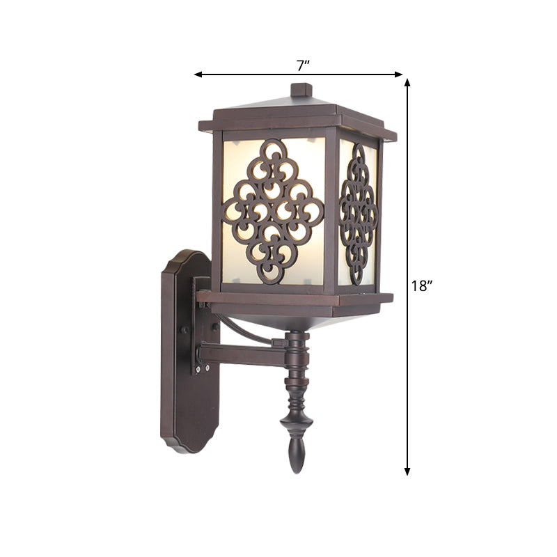 Canna cubica Crema Montaggio a parete Montaggio Montaggio Lampada Cottage 1 Patio Light Patio Pronzo nel caffè con motivi cinesi