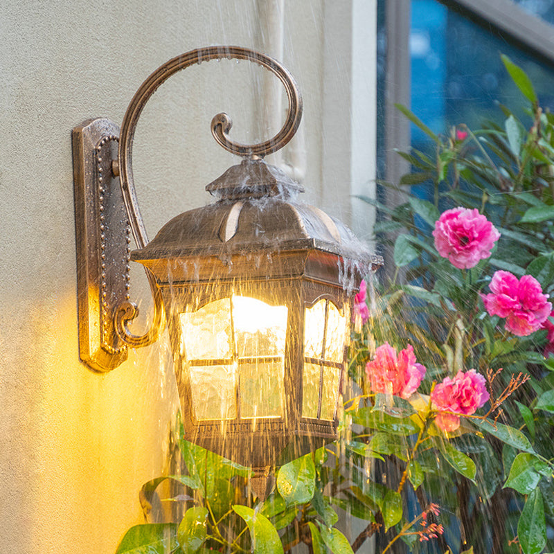 Éclairage mural de la cour lanterne Classic Glass Clear Glass 1-Light Bronze Mury Light