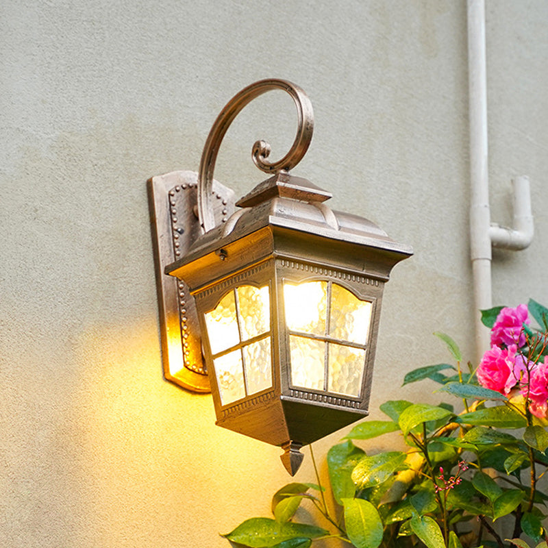 Éclairage mural de la cour lanterne Classic Glass Clear Glass 1-Light Bronze Mury Light