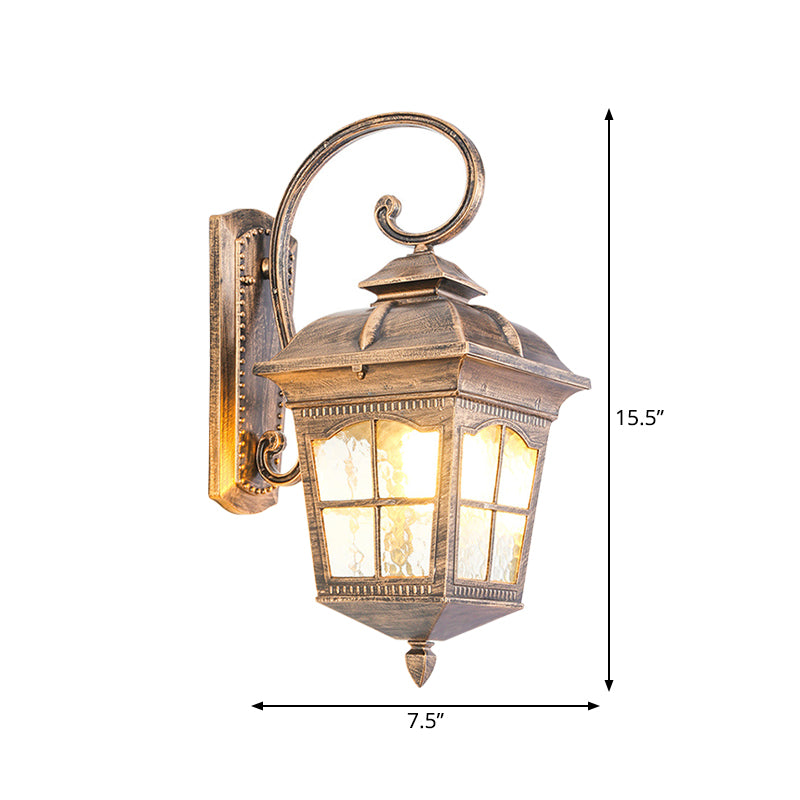 Éclairage mural de la cour lanterne Classic Glass Clear Glass 1-Light Bronze Mury Light