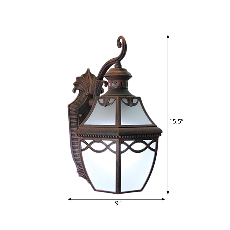 1 testa Opal Glass Wall Montated Lamp Lodge Rust Rust Outdoor Lantern Am Wall Sconce Illuminazione