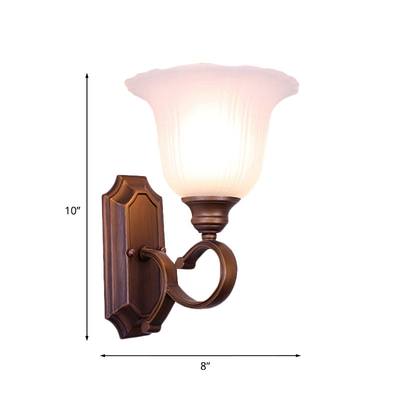 1/2-Licht-Elfenbeinglaslampe Retro Kaffeeblüten Wohnzimmer Wandmontageleuchte