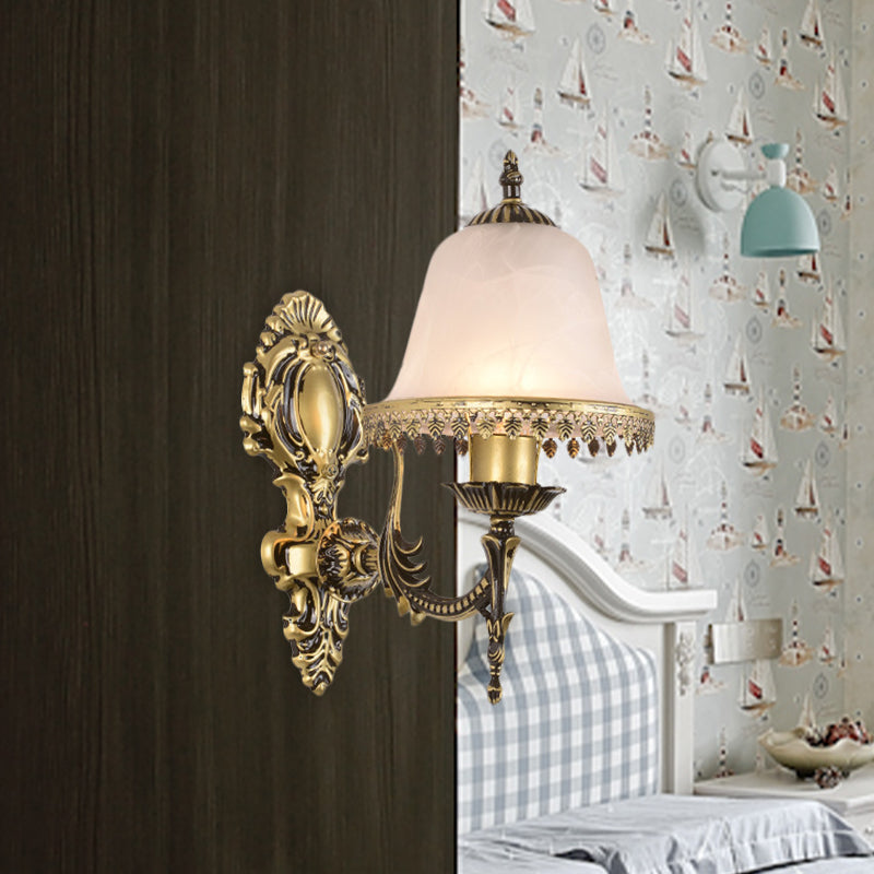 Éclairage d'éclairage d'applications en laiton Classic Ivory Verre 1/2-HEAD ROM MUR MURD MURD