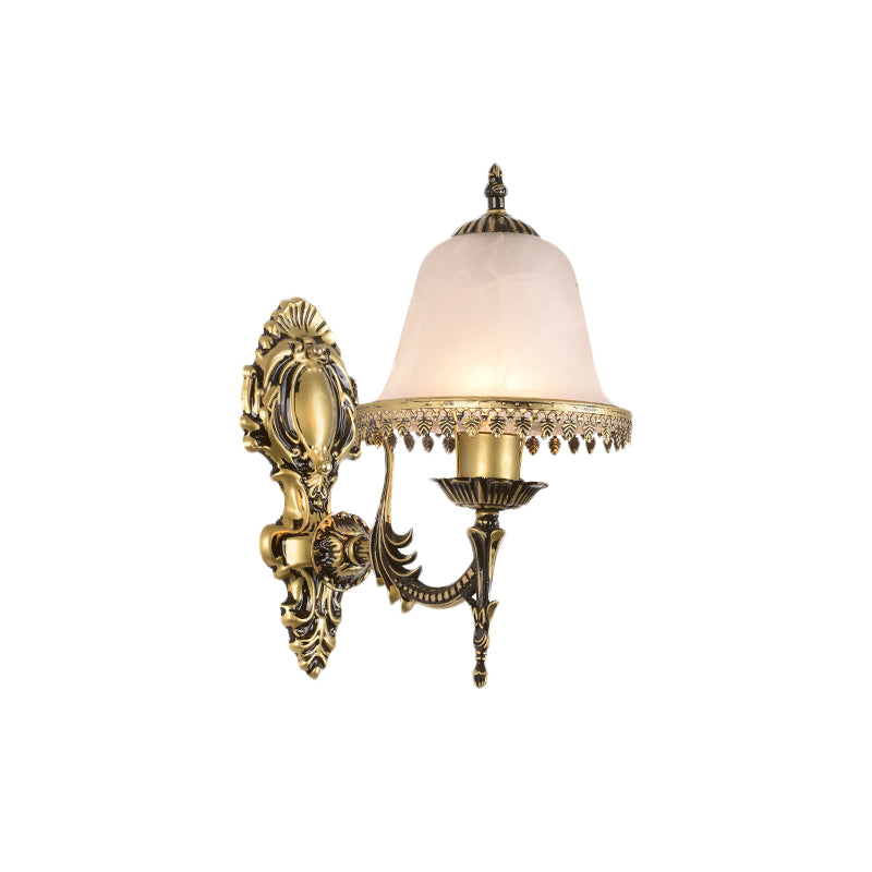 Éclairage d'éclairage d'applications en laiton Classic Ivory Verre 1/2-HEAD ROM MUR MURD MURD