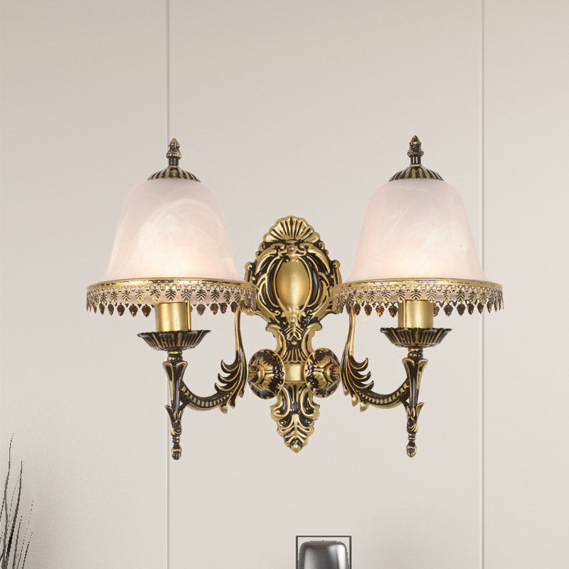 Éclairage d'éclairage d'applications en laiton Classic Ivory Verre 1/2-HEAD ROM MUR MURD MURD