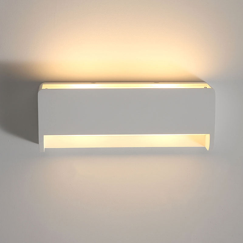 Luce a parete a LED da letto a 1 bulbina Modernismo Finitura bianca Fina lampada scontata con rettangolo Gypsum