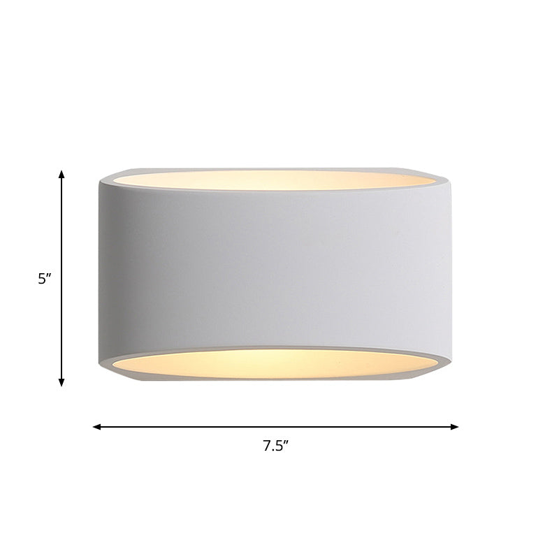 Oblong LED Wall Sconce Lighting Minimalist Gypsum 1-Head White Wall Lamp Fixture