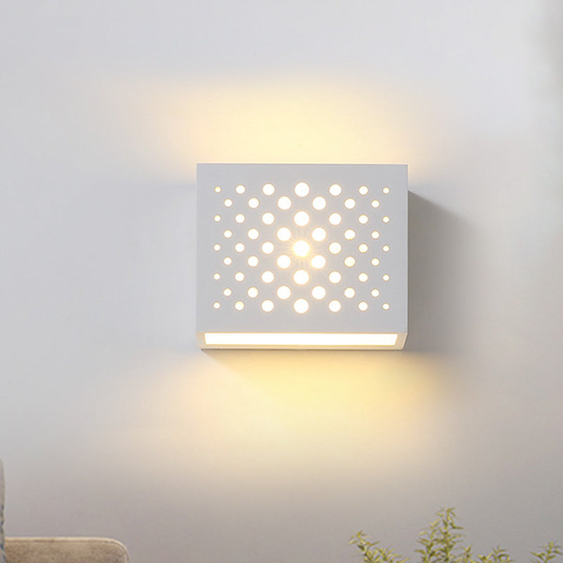 Caja de láser blanca forma de pared de pared modernismo 1 cabeza lámpara de pared led gypsum