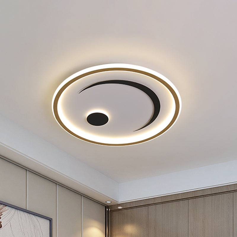 Lampe LED ronde encastrée en acrylique, style nordique, luminaire décoratif d'intérieur, idéal pour une chambre à coucher, noir/or, blanc/lumière chaude