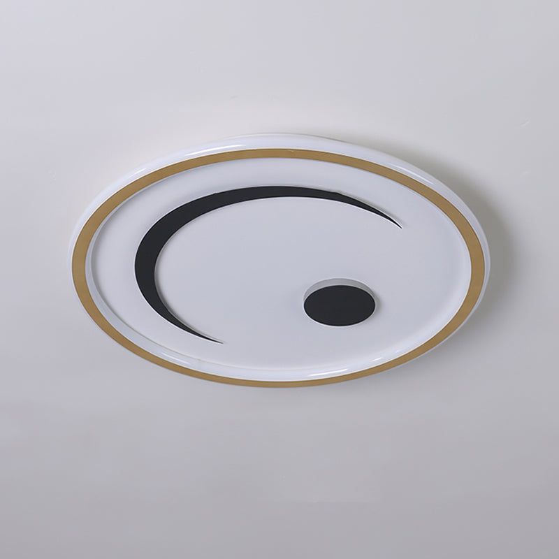Lampe LED ronde encastrée en acrylique, style nordique, luminaire décoratif d'intérieur, idéal pour une chambre à coucher, noir/or, blanc/lumière chaude