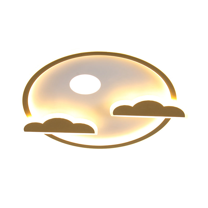 Acrylic Cloud and Moon Flush Mount Fixture Nordic LED Gold Flush Ceiling Light in White/Warm Light