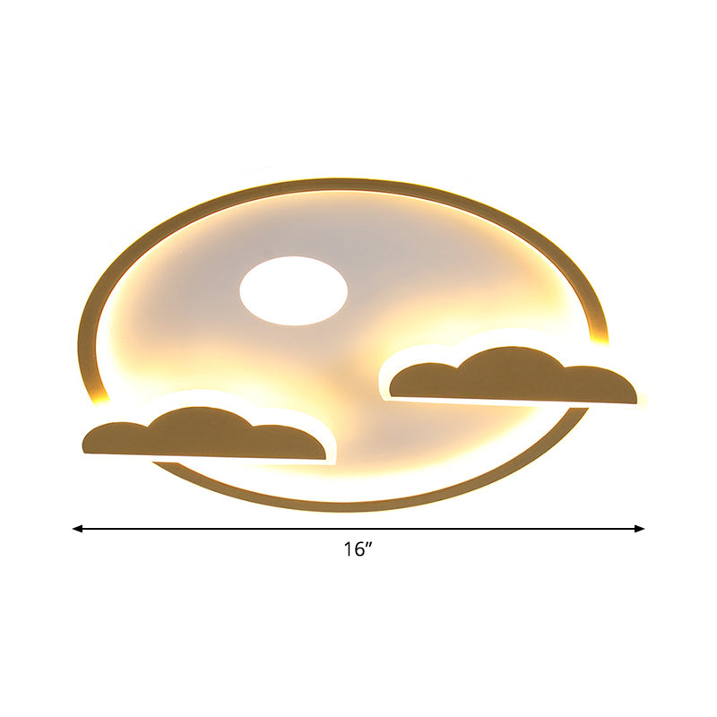 Acrylic Cloud and Moon Flush Mount Fixture Nordic LED Gold Flush Ceiling Light in White/Warm Light