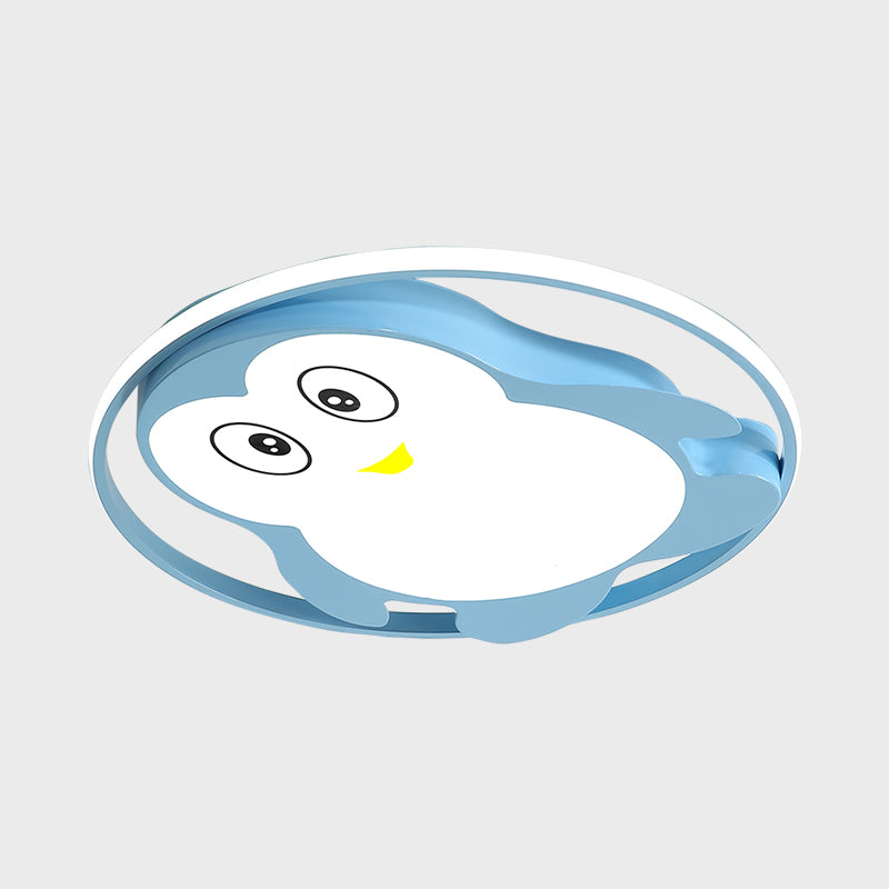Pink/Blau Finish Pinguin Deckenmontage Cartoon LED Acryl Flushmount Beleuchtung für Unterzimmer-Schlafzimmer