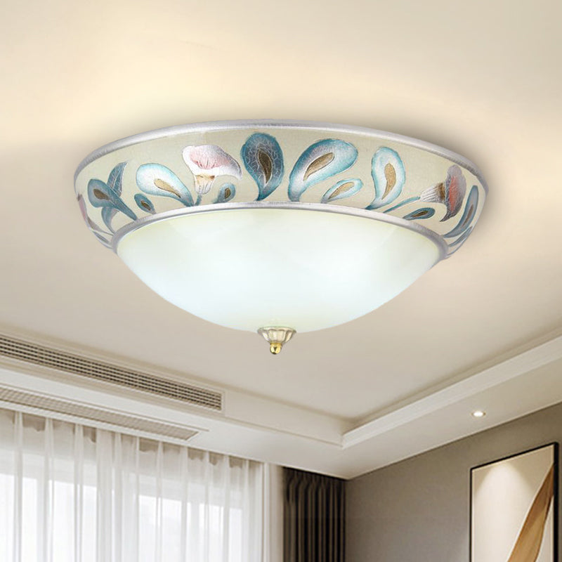 Kuppel-Deckenleuchte aus mattweißem Glas, rustikale, traditionelle 3/4-Licht-Wohnzimmer-Einbauleuchte