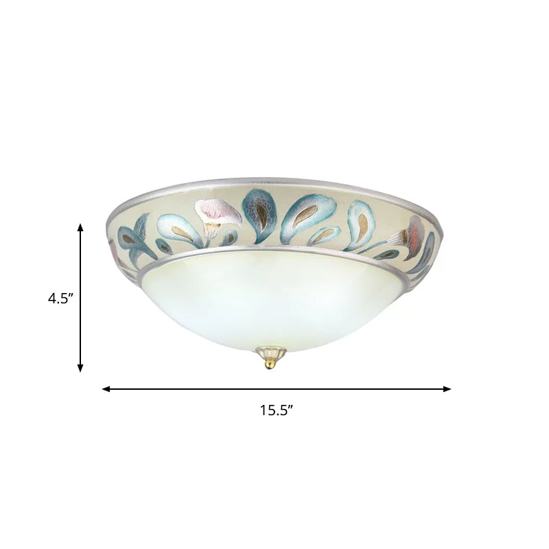Kuppel-Deckenleuchte aus mattweißem Glas, rustikale, traditionelle 3/4-Licht-Wohnzimmer-Einbauleuchte